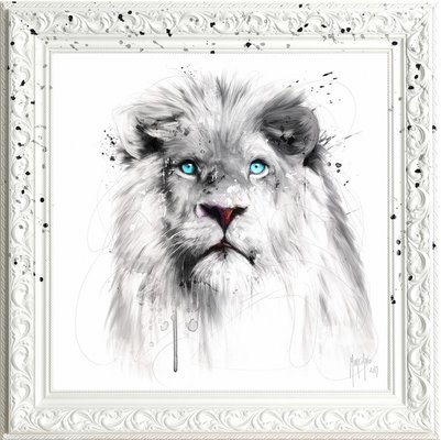 Tableau ANIMAUX Lion blanc 90X90