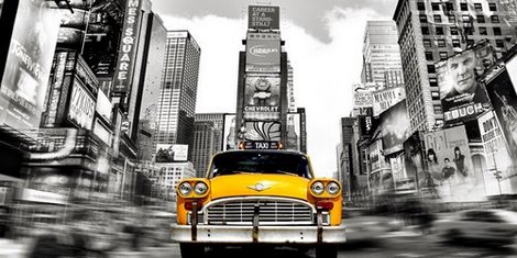 Image 2AP3988 Vintage Taxi in Times Square NYC URBAIN AUTOMOBILE Julian Lauren