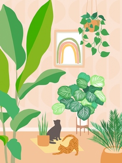 Image 3DV23 Dominique Vari Cats and Plants